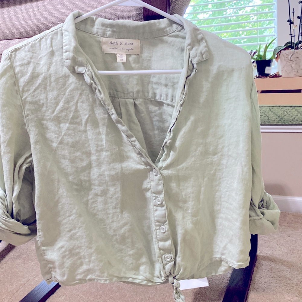 Anthropologie mint green crop top